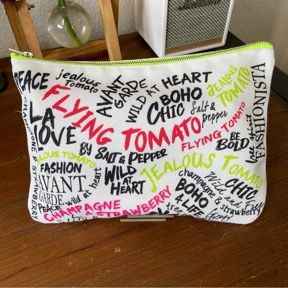 Flying Tomato Canvas Fashionista Statements Print Makeup Cosmetic Pouch Bag - Picture 7 of 7